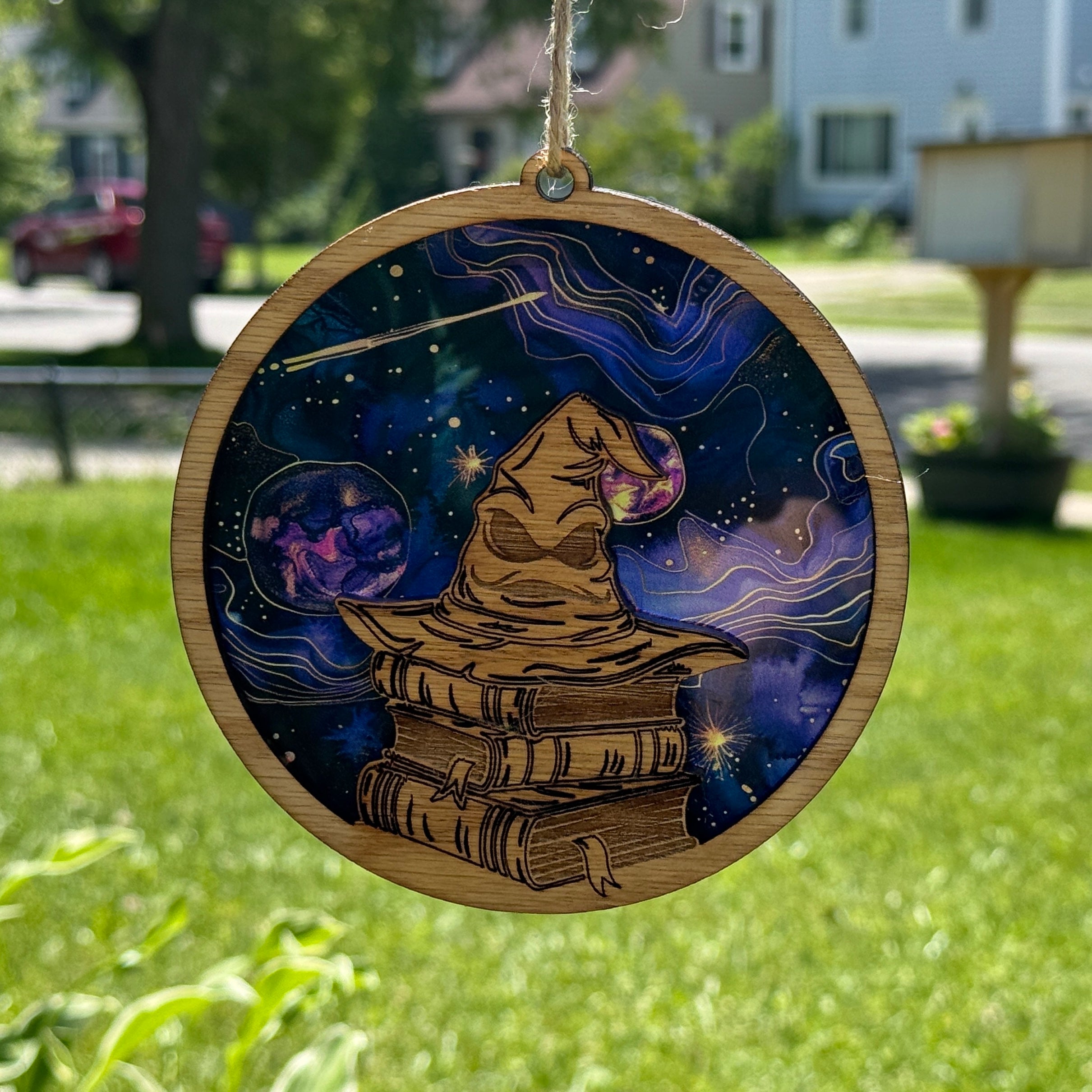 Wizard Hat with Books Suncatcher